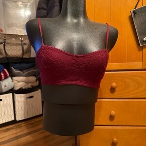 Maurices Lace Bralette Burgundy Women’s Small Adjustable Straps Wireless